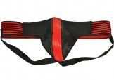 Rouge Male Jock With Leather Strips Red 