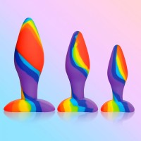 3 Piece Rainbow Silicone Butt Plug Set