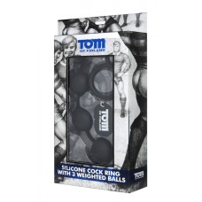Tom of Finland Silicone Cock Ring w 3 Weighted Balls
